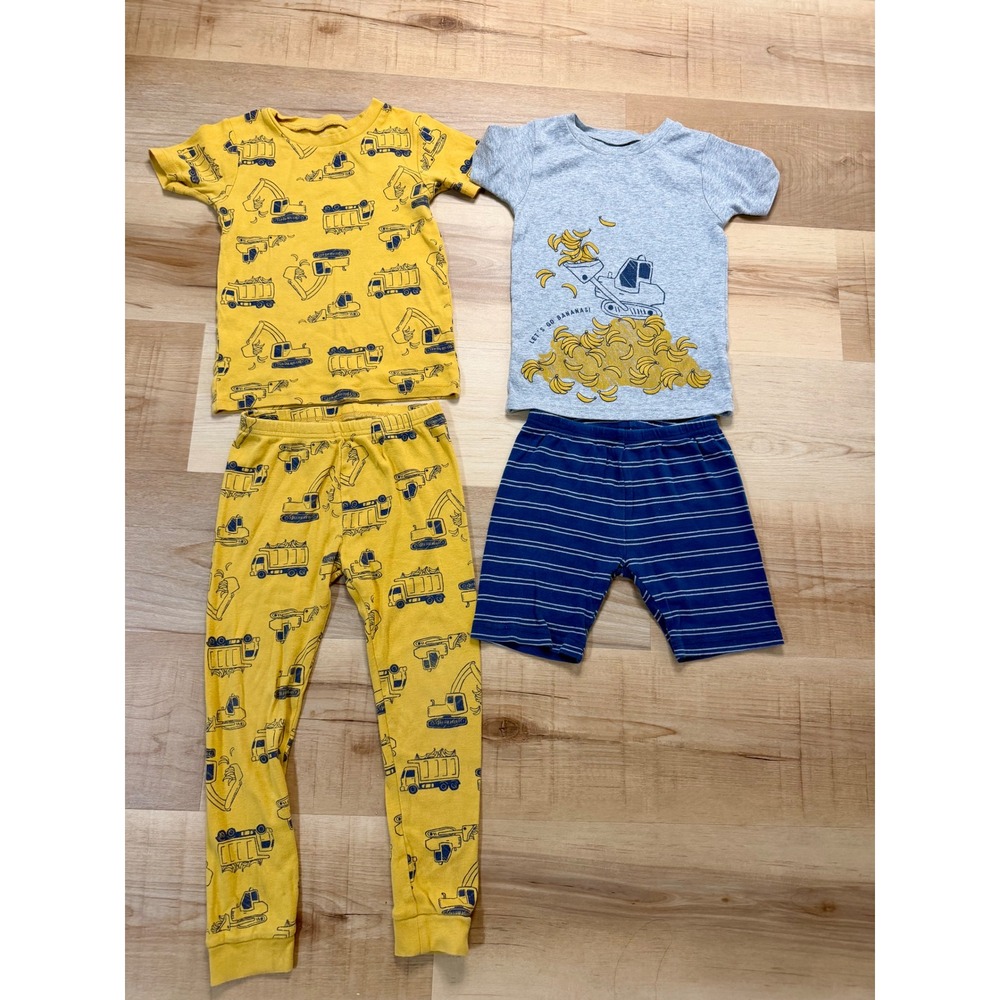 Just One You by Carter's Kids 5T Pajama Set Construction Trucks Bananas 4 Piece